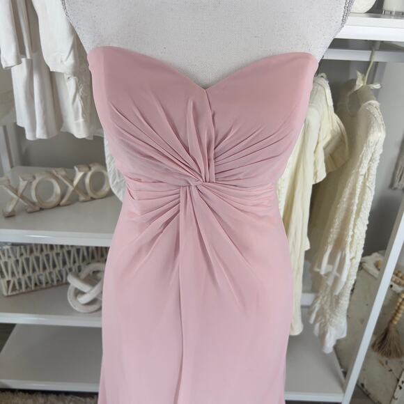 Kanali K  size 10 light pink chiffon long strapless bridesmaids dress #2604 - Picture 5 of 11